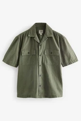 Next Kurzarmhemd mit kubanischem Kragen (1-tlg) Dunkelgrün/Grün/Khaki