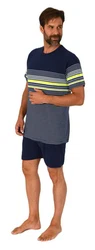 Normann Pyjama Herren kurzarm Schlafanzug Shorty Dunkelblau/Hellblau/Mischfarben