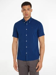 Tommy Hilfiger Kurzarmhemd W-CO/LI FAKE SOLID RF SHIRT Dunkelblau/Hellblau/Blau
