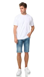 Denim House Jeansbermudas Destroyed Herren Jeans Short Bermuda mit Stretch Dunkel Blau