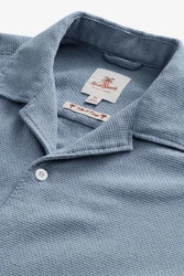 Next Kurzarmhemd mit kubanischem Kragen Blau/Hellblau