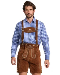 Steigenhfer Manufaktur Trachtenlederhose traditionelle Trachtenhosen Style Oktoberfest Braun/Orange