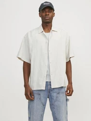Jack & Jones Businesshemd JORFARO LINEN OVERSIZED SHIRT creme