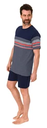 Normann Pyjama Herren kurzarm Schlafanzug Shorty Dunkelblau/Mischfarben/Hellblau/Rot/Grau