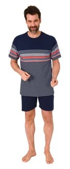 Normann Pyjama Herren kurzarm Schlafanzug Shorty Dunkelblau/Mischfarben/Hellblau/Rot/Grau Normann Pyjama Herren kurzarm Schlafanzug Shorty Dunkelblau/Mischfarben/Hellblau/Rot/Grau