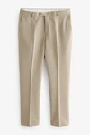Next Anzughose Slim Fit Waffelstruktur Khaki/Beige