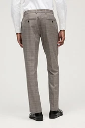 Next Anzughose Skinny Fit Anzug mit Karomuster und Besatz Beige/Braun/Grau