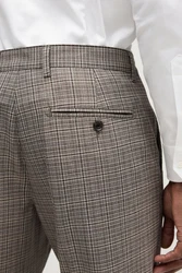 Next Anzughose Skinny Fit Anzug mit Karomuster und Besatz Beige/Braun/Grau
