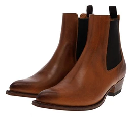 KANSAS Braun Stiefelette Rahmengenht Lederstiefelette