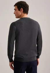 seidensticker Strickpullover Schwarze Rose Langarm Rundhals Dunkelgrau/Grau/Hellgrau