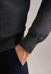 seidensticker Strickpullover Schwarze Rose Langarm Rundhals Dunkelgrau/Grau/Hellgrau