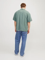 Jack & Jones Businesshemd JORFARO LINEN OVERSIZED SHIRT Türkis/Grün/Blau/Dunkelgrün