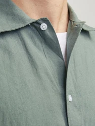 Jack & Jones Businesshemd JORFARO LINEN OVERSIZED SHIRT Türkis/Grün/Blau/Dunkelgrün