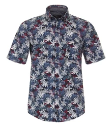CASAMODA Langarmhemd Print Casual Fit Button-Down-Kragen Blau/Rot/Hellblau