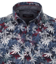 CASAMODA Langarmhemd Print Casual Fit Button-Down-Kragen Blau/Rot/Hellblau