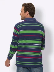 Sieh an! T-Shirt Langarm-Poloshirt Mischfarben/Rot/Grün/Blau