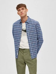 SELECTED HOMME Hemd Regadi nachtblau/taubenblau/hellblau/hellgrau