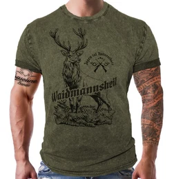 T-Shirt fr Jger im Washed Look: Waidmannsheil - Jagen ist Naturschutz