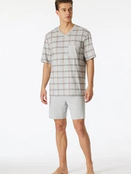 Schiesser Pyjama V-Ausschnitt Comfort Nightwear (2 tlg) Grau/Hellgrau