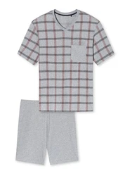 Schiesser Pyjama V-Ausschnitt Comfort Nightwear (2 tlg) Grau/Hellgrau