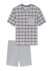 Schiesser Pyjama V-Ausschnitt Comfort Nightwear (2 tlg) Grau/Hellgrau