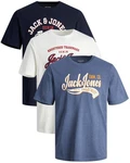 Jack & Jones Print-Shirt (Spar Set, 3er-Pack) Blau/Dunkelblau/Hellblau