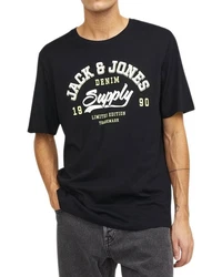 Jack & Jones Print-Shirt (Spar Set, 3er-Pack) Hellblau/Mischfarben/Schwarz/Dunkelblau/Blau