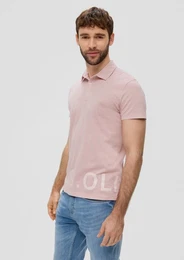 Kurzarmshirt Poloshirt mit Label-Print