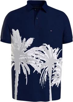 Tommy Hilfiger Poloshirt PALM PLACEMENT PRINT REG POLO Dunkelblau/Blau/Beige Tommy Hilfiger Poloshirt PALM PLACEMENT PRINT REG POLO Dunkelblau/Blau/Beige
