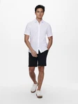 ONLY & SONS Kurzarmhemd ONSCAIDEN SS SOLID LINEN SHIRT Weiß/Creme/Schwarz