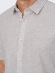 ONLY & SONS Kurzarmhemd ONSCAIDEN SS SOLID LINEN SHIRT Grau/Hellgrau