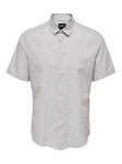 ONLY & SONS Kurzarmhemd ONSCAIDEN SS SOLID LINEN SHIRT Grau/Hellgrau