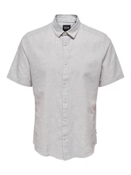 ONLY & SONS Kurzarmhemd ONSCAIDEN SS SOLID LINEN SHIRT Grau/Hellgrau