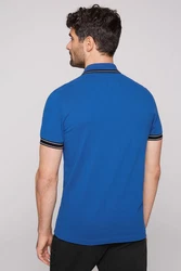 CAMP DAVID Poloshirt mit Print am Kragen Blau/Dunkelblau