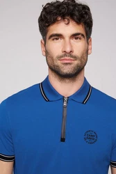 CAMP DAVID Poloshirt mit Print am Kragen Blau/Dunkelblau