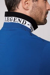 CAMP DAVID Poloshirt mit Print am Kragen Blau/Dunkelblau
