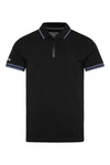 CAMP DAVID Poloshirt mit Print am Kragen Schwarz/Dunkelblau