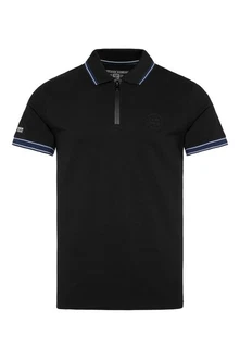 CAMP DAVID Poloshirt mit Print am Kragen Schwarz/Dunkelblau CAMP DAVID Poloshirt mit Print am Kragen Schwarz/Dunkelblau