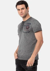 Cipo & Baxx Print-Shirt Grau/Dunkelrot/Hellgrau/Dunkelgrau