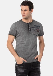 Cipo & Baxx Print-Shirt Grau/Dunkelrot/Hellgrau/Dunkelgrau