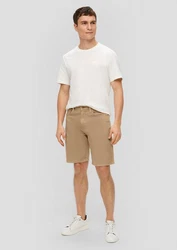 s.Oliver Stoffhose Jeans-Shorts Regular Fit High Rise Straight Leg Khaki/Beige/Braun