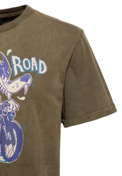 KingKerosin Print-Shirt Split The Road Dunkelgrün/Khaki/Braun