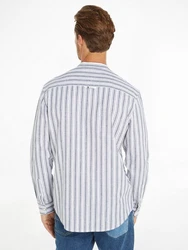 Tommy Jeans Langarmhemd TJM MAO STRIPE LINEN BLEND SHIRT Dunkelblau/Rot/Hellblau