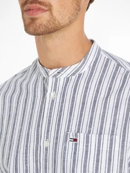 Tommy Jeans Langarmhemd TJM MAO STRIPE LINEN BLEND SHIRT Dunkelblau/Rot/Hellblau