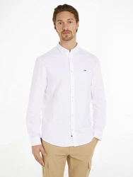 Tommy Jeans Langarmhemd TJM ENTRY REG OXFORD SHIRT mit Logoprägung Weiß/Creme
