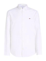 Tommy Jeans Langarmhemd TJM ENTRY REG OXFORD SHIRT mit Logoprägung Weiß/Creme