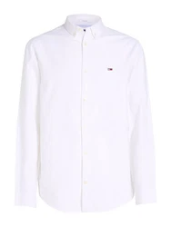 Tommy Jeans Langarmhemd TJM ENTRY REG OXFORD SHIRT mit Logoprägung Weiß/Creme