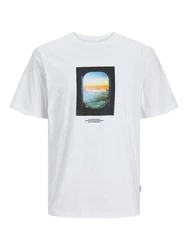 Jack & Jones T-Shirt JORLAFAYETTE PHOTO TEE SS CREW NECK Rosa/Gelb/Grau