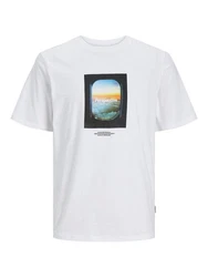 Jack & Jones T-Shirt JORLAFAYETTE PHOTO TEE SS CREW NECK Rosa/Gelb/Grau