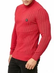 Red Bridge Herren Rollkragen Pullover Strickpullover mit Logopatch Rot